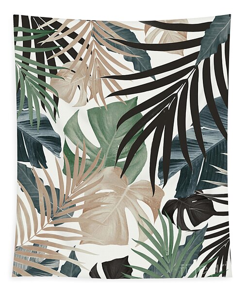 Tropical Jungle Leaves Pattern #13 Fall Colors #tropical #decor #art Tapestry