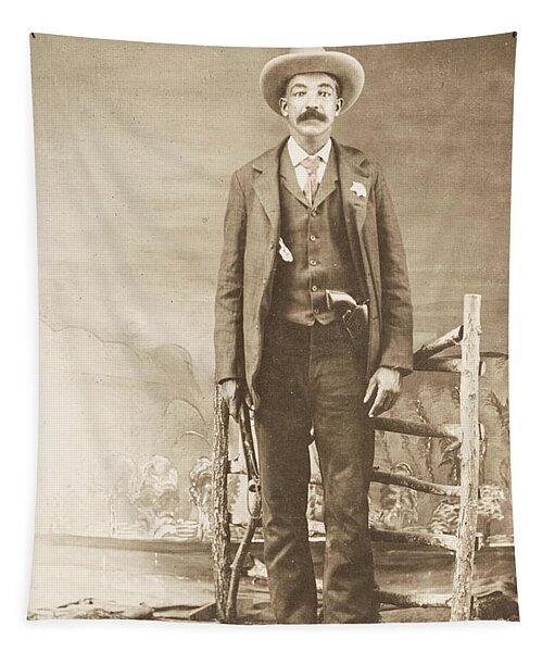 Us Marshal Bass Reeves Cabinet Card Tapestry