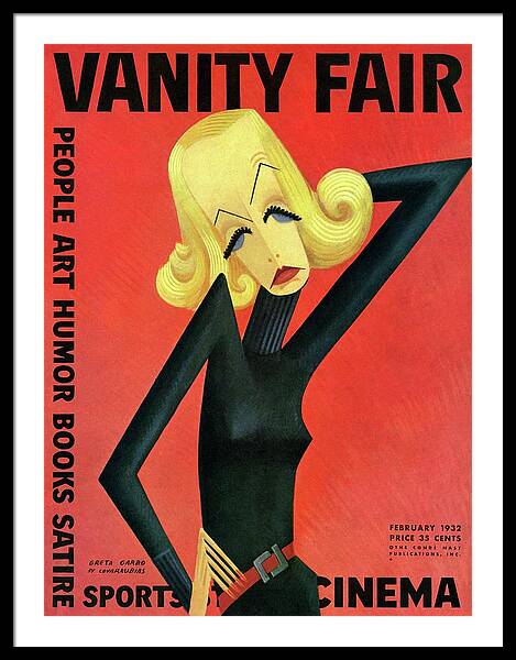 Vanity Fair Cover Featuring Greta Garbo Framed Print