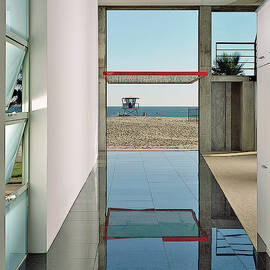View Of Beach From Lobby by Mary E Nichols
