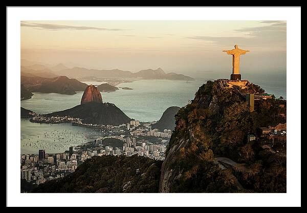 View Of Rio De Janeiro At Sunset Framed Print