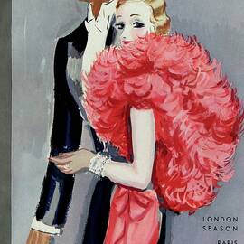 Vintage Vogue Cover Of A Couple In Evening Wear by Eduardo Garcia Benito