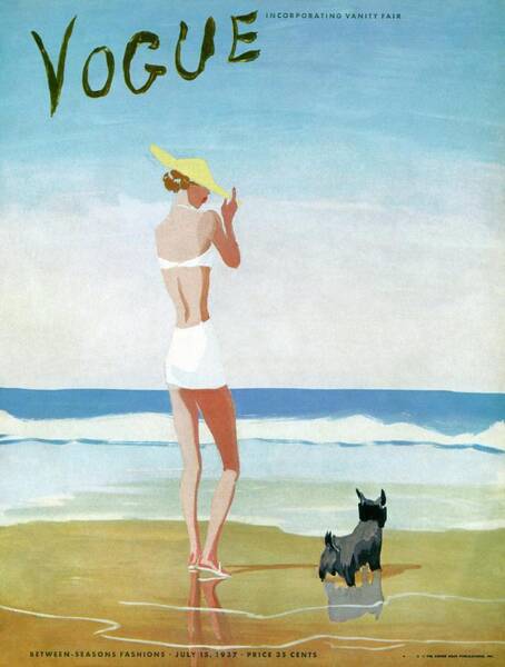 Wall Art - Painting - Vogue Magazine Cover Featuring A Woman On A Beach by Eduardo Garcia Benito